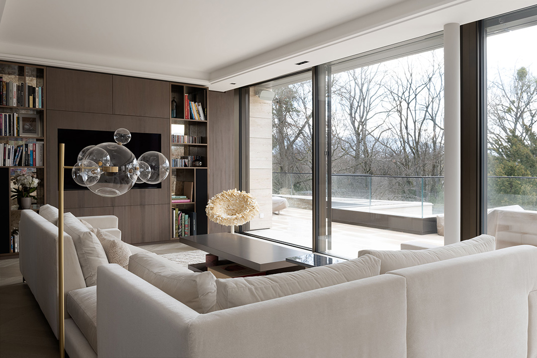 Salon d'appartement, design intérieur, Vallon, Genève